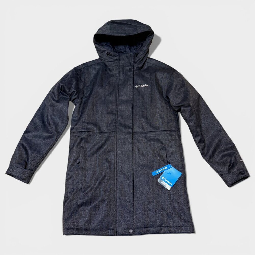 New Columbia Portland Point Parka Women's XS Black Herringbone Hooded Jacket - Picture 1 of 15